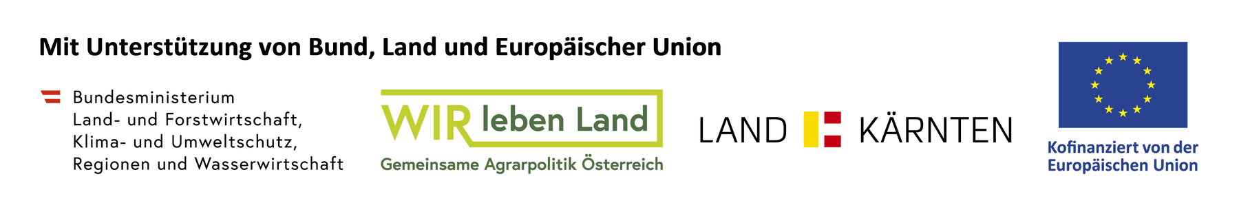 Mit Unterstützung von Bund, Land Kärnten und der Europäischen Union – Kofinanziert von der Europäischen Union, Gemeinsame Agrarpolitik Österreich